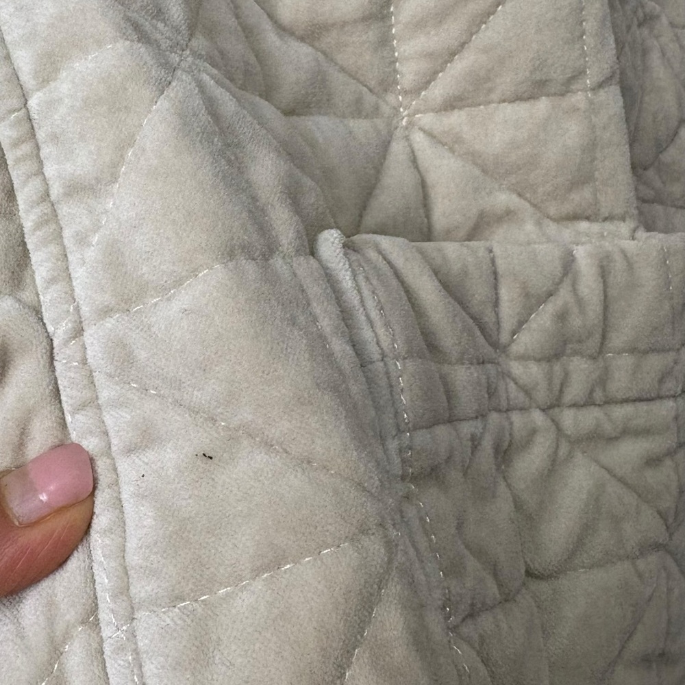 Self Contrast Made in USA Quilted Velvet Beige Kimono Style Jacket Oversized M - Picture 12 of 13